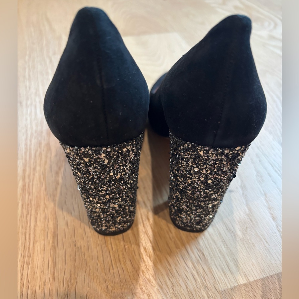 ✨ Kate Spade New York Anastasia Black Suede Glitter Block Heels size 7M - Picture 5 of 11